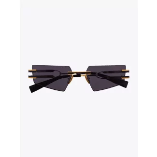 Balmain Sunglasses Fixe Rimless Gold/Matte Black Front View