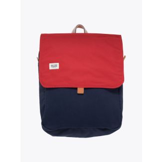 BLK Pine Workshop | Leather/Canvas Box Pack Bag Navy Red Front