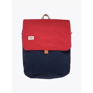 BLK Pine Workshop | Leather/Canvas Box Pack Bag Navy Red Front