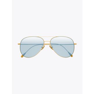 Cutler and Gross 1266 Aviator Sunglasses Gold Plated with Pale Light Blue Lens 1