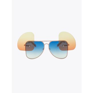 Fakbyfak X Manish Arora Sunglasses Gold/Brown Blue Front Open