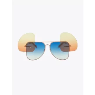 Fakbyfak X Manish Arora Sunglasses Gold/Brown Blue Front Open