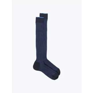 Gallo Long Socks Twin Ribbed Cotton Navy Blue / Blue 1