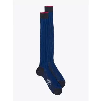 Gallo Long Socks Twin Ribbed Cotton Blue / Anthracite 1