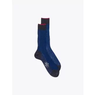 Gallo Short Socks Twin Ribbed Cotton Blue / Anthracite 1