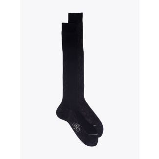 Gallo Ribbed Cotton Long Socks Black 1