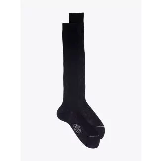 Gallo Ribbed Cotton Long Socks Black 1