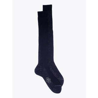 Gallo Ribbed Cotton Long Socks Navy Blue 1