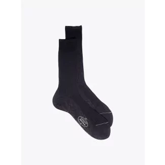Gallo Ribbed Cotton Short Socks Anthracite 1