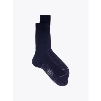 Gallo Ribbed Cotton Short Socks Navy Blue 1