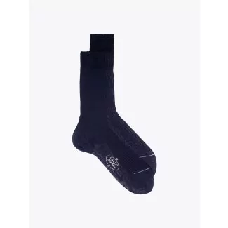 Gallo Ribbed Cotton Short Socks Navy Blue 1