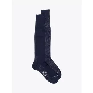 Gallo Long Socks Plain Wool Navy Blue 1
