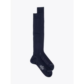 Gallo Long Socks Ribbed Wool Navy Blue 1