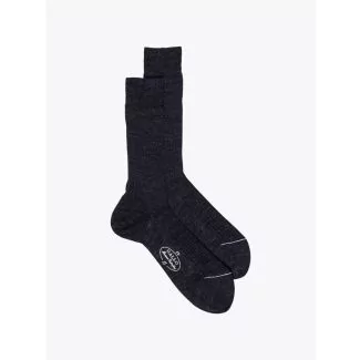 Gallo Short Socks Ribbed Wool Anthracite 1
