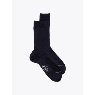 Gallo Short Socks Ribbed Wool Black 1