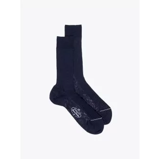Gallo Short Socks Ribbed Wool Navy Blue 1