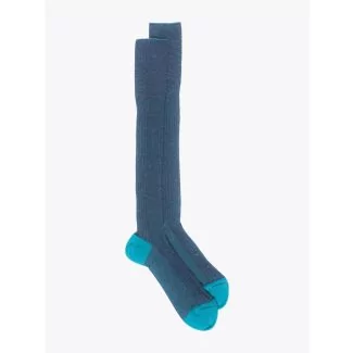 Gallo Long Socks Twin Ribbed Cotton Turquoise 1
