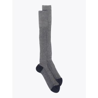 Gallo Long Socks Twin Ribbed Cotton Navy Blue 1