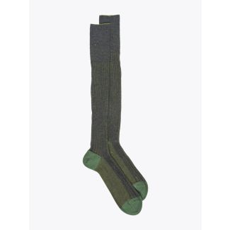 Gallo Long Socks Twin Ribbed Cotton Green 1