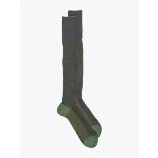 Gallo Long Socks Twin Ribbed Cotton Green 1