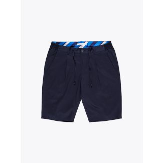 Giab's Archivio Magnifico Stretch Cotton Pleated Short Navy Blue 1