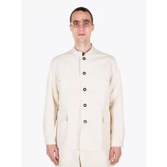 A Vontade Stand Collar Atelier Cotton Jacket Natural - E35 SHOP