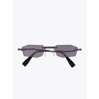 Kuboraum Mask H40 Frameless Sunglasses Black with folded temples front view