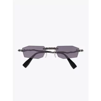 Kuboraum Mask H40 Frameless Sunglasses Black with folded temples front view