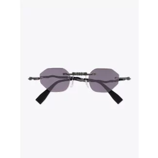 Kuboraum Mask H45 Frameless Sunglasses Black frame with temples folded front view