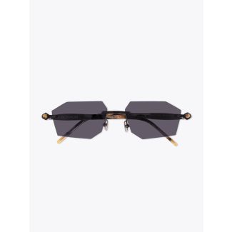 Kuboraum Mask P55 Frameless Rectangle Sunglasses Black with folded temples front view