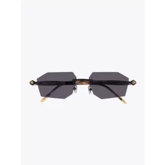 Kuboraum Mask P55 Frameless Rectangle Sunglasses Black with folded temples front view