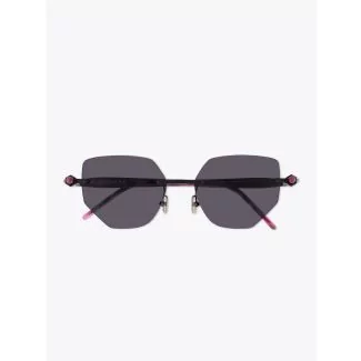 Kuboraum Mask P58 Frameless Cat-Eye Sunglasses Black with folded temples front view
