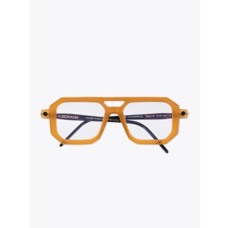 Kuboraum Mask P8 D-Frame Glasses Caramel with folded temples front view