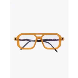 Kuboraum Mask P8 D-Frame Glasses Caramel with folded temples front view