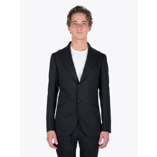 Maurizio Miri Quentin Full Canvas Linen / Wool Suit Jacket Black 1