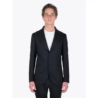 Maurizio Miri Quentin Full Canvas Linen / Wool Suit Jacket Black 1
