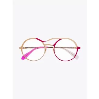 Masahiromaruyama Twist MM-0037 No.4 Optical Glasses Gold / Red Front View