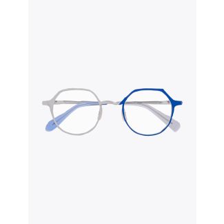 Masahiromaruyama Twist MM-0039 No.3 Optical Glasses Silver / Blue Front View