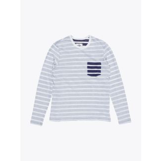 Reigning Champ Long Sleeve Pocket Tee White/Navy Stripe Front