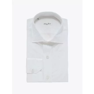 Salvatore Piccolo Slim Fit Collar PC-Open Cotton Poplin Shirt White Stone