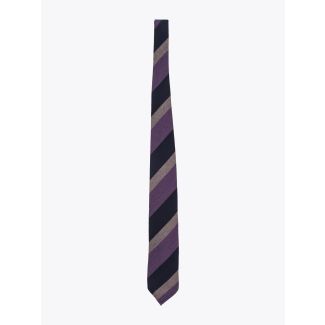 Salvatore Piccolo Ties Striped Wool and Silk Black / Purple 1