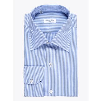 Salvatore Piccolo Slim-Fit Cotton Oxford Dress Striped Navy 1
