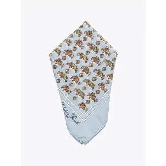 Salvatore Piccolo Pocket Square Printed Wool and Silk Blue / Brown 1