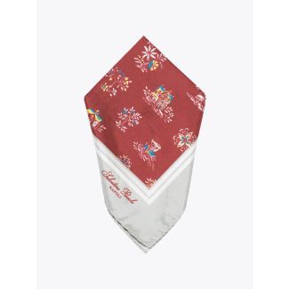 Salvatore Piccolo Pocket Square Printed Wool and Silk Slate / Red 1