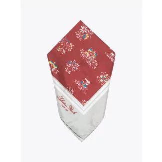 Salvatore Piccolo Pocket Square Printed Wool and Silk Slate / Red 1