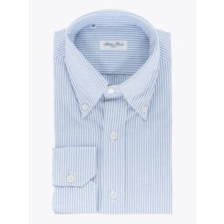 Salvatore Piccolo Slim Fit Button Down Striped Oxford Shirt Blue 1