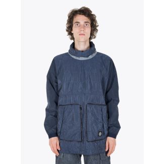 Stone Island Anorak SI House Check Jaquard On Nylon Metal Black Watro Packable Dark Blue Full View