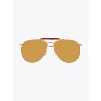 Thom Browne TB-015 Aviator Sunglasses Gold  Front View