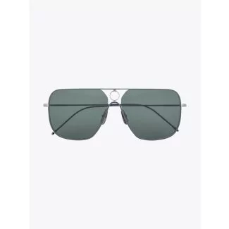 Thom Browne TB-114 Aviator Sunglasses Silver / Grey Enamel / Grey 1