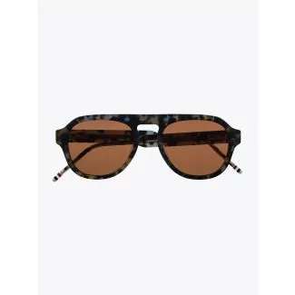 Thom Browne TB-416 Aviator Sunglasses Navy Tortoise Front View